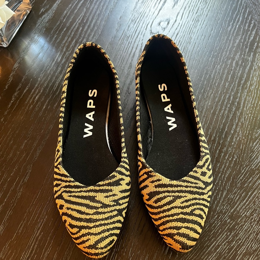 Zebra Print Women's Flats - Black and Tan